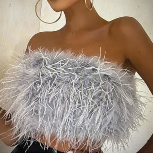 Gray Feather Tube Top - Picture 1 of 9